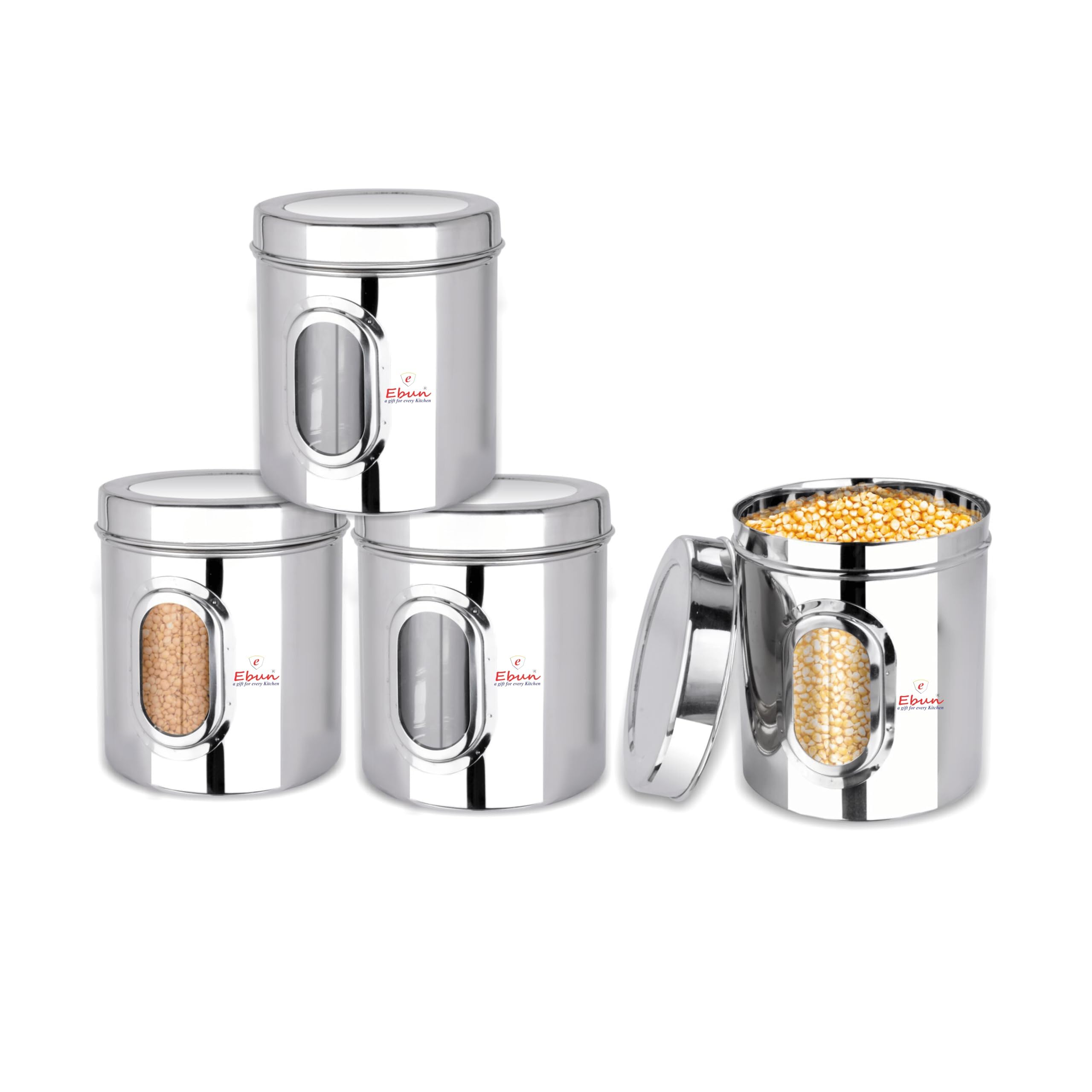 Ebun Stainless Steel See Through Small Containers | Small Containers with Capacity 200 Grams | Pack of 6 Pcs Combo, Silver