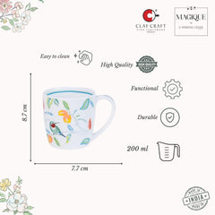 Magique by The Wishing Chair x ClayCraft : Mango Paradise Summer Fine China Ceramic Mug Set of 6 | 200 ml | Tea Cup Set of 6 | Mugs for Coffee | Ideal for Gifting | Perfect for Home & Office