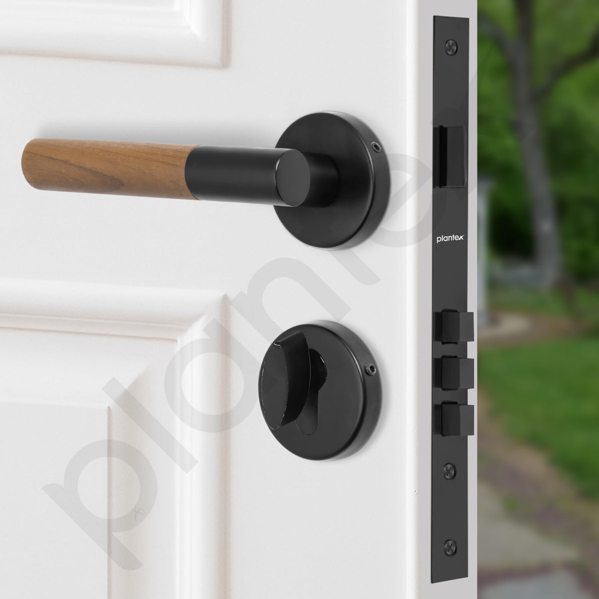 Plantex Main Door Lock/Mortise Lock for Door with 3 Years of Warranty - Robust Door Lock for Home with Brass Lock Body & Cylinder (Black & Wood Finish)-3