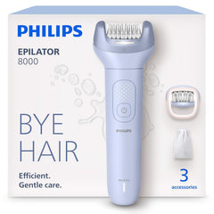 Philips Epilator Series 8000 - Cordless Wet & Dry Electric Epilator for Legs and Body, with ProGuide (BRE708/00)