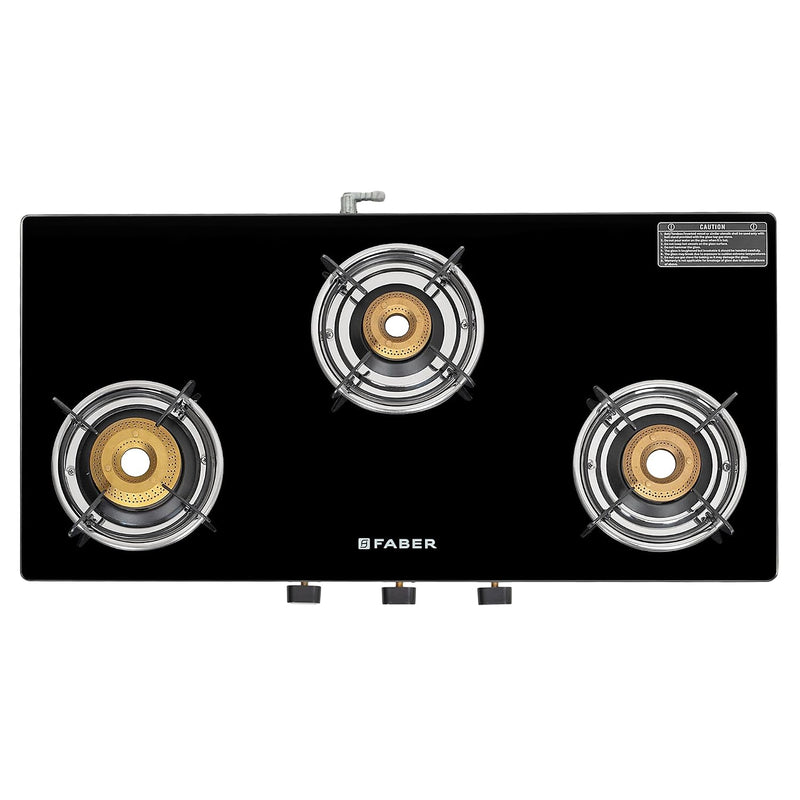 Faber Gas stove 4 Burner Glass Cooktop (Grand 4BB BK) Manual Ignition, Black