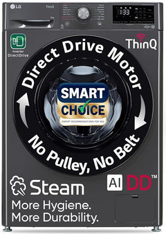LG 9 Kg, 5 Star, AI Direct Drive Technology, Steam, 6 Motion DD & Wi-Fi Fully-Automatic Front Load Washing Machine (FHP1209Z5M, Intelligent & Convenient Fabric Care, Allergy Care, Middle Black)