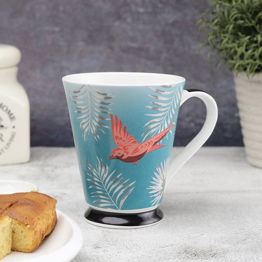 Clay Craft Bute Series Printed Design Ceramic Mug (Blue, Medium, 330ml, CC MM1 BUTE BU408)