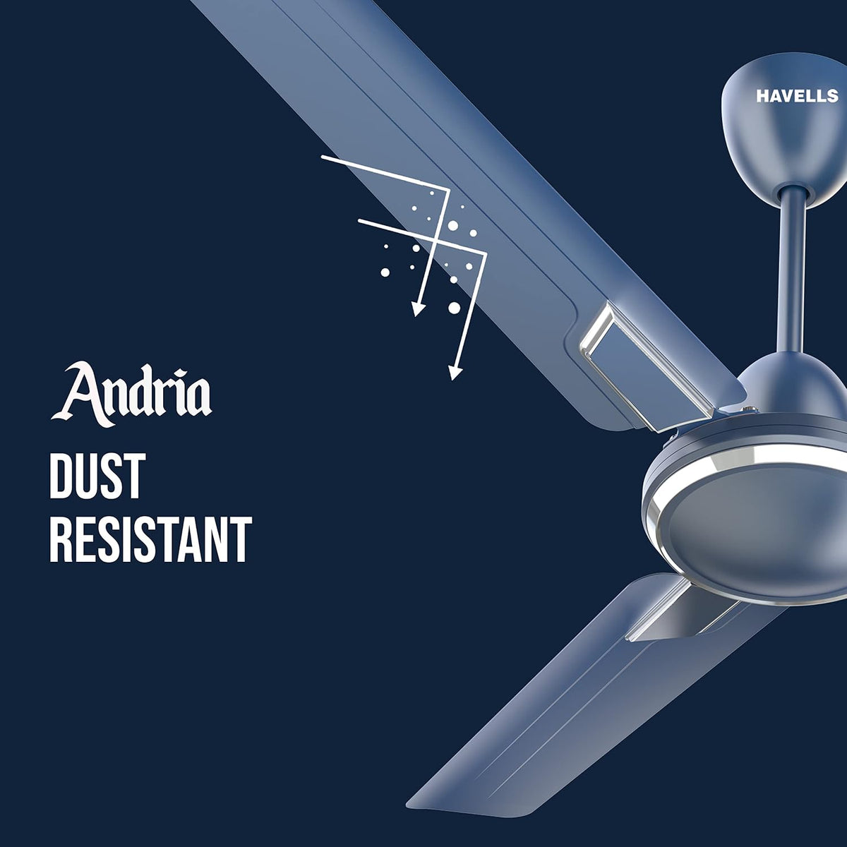 Havells Andria 1200mm Dust Resistant Ceiling Fan (Indigo Blue), 4 stars-2