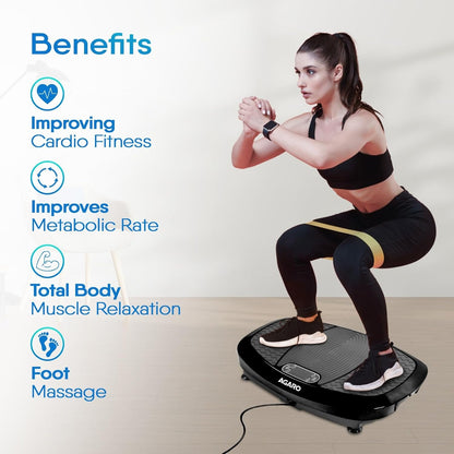 AGARO Royal 3D Vibration Plate Massager, Home & Gym Workout Machine For Muscle Toning, Calorie Burning, Massaging, Weight Loss, Pain Relief & Comes With 5 Program Mode With Remote,2 Balance Straps
