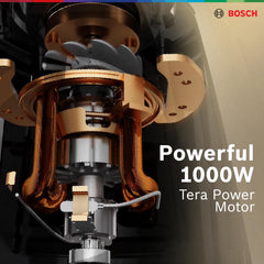 Bosch CosMixx Pro 1000W Mixer Grinder | German Engineering for Powerful & Ultra Fine Grinding | 4 Leak Proof Jars including Blender Jar | 22000 RPM Heavy Duty Motor | Overload Protection 【MG8714C4KI】