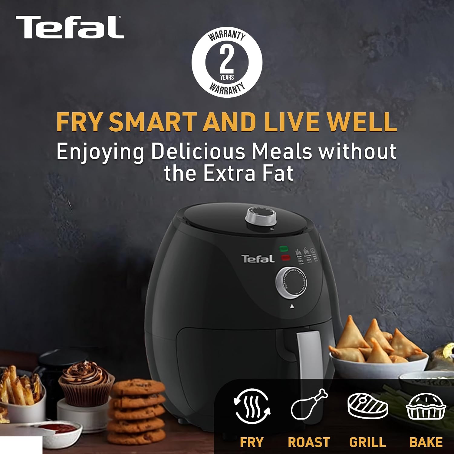 Tefal Easy Fry Air Fryer/Powerful 1200W / Customisable Temperature Control from 80°C to 200°C | 60-Minute Timer| 3.2 L | For Health-conscious Individuals | Multifunctional Cooking | 2 Year Warranty