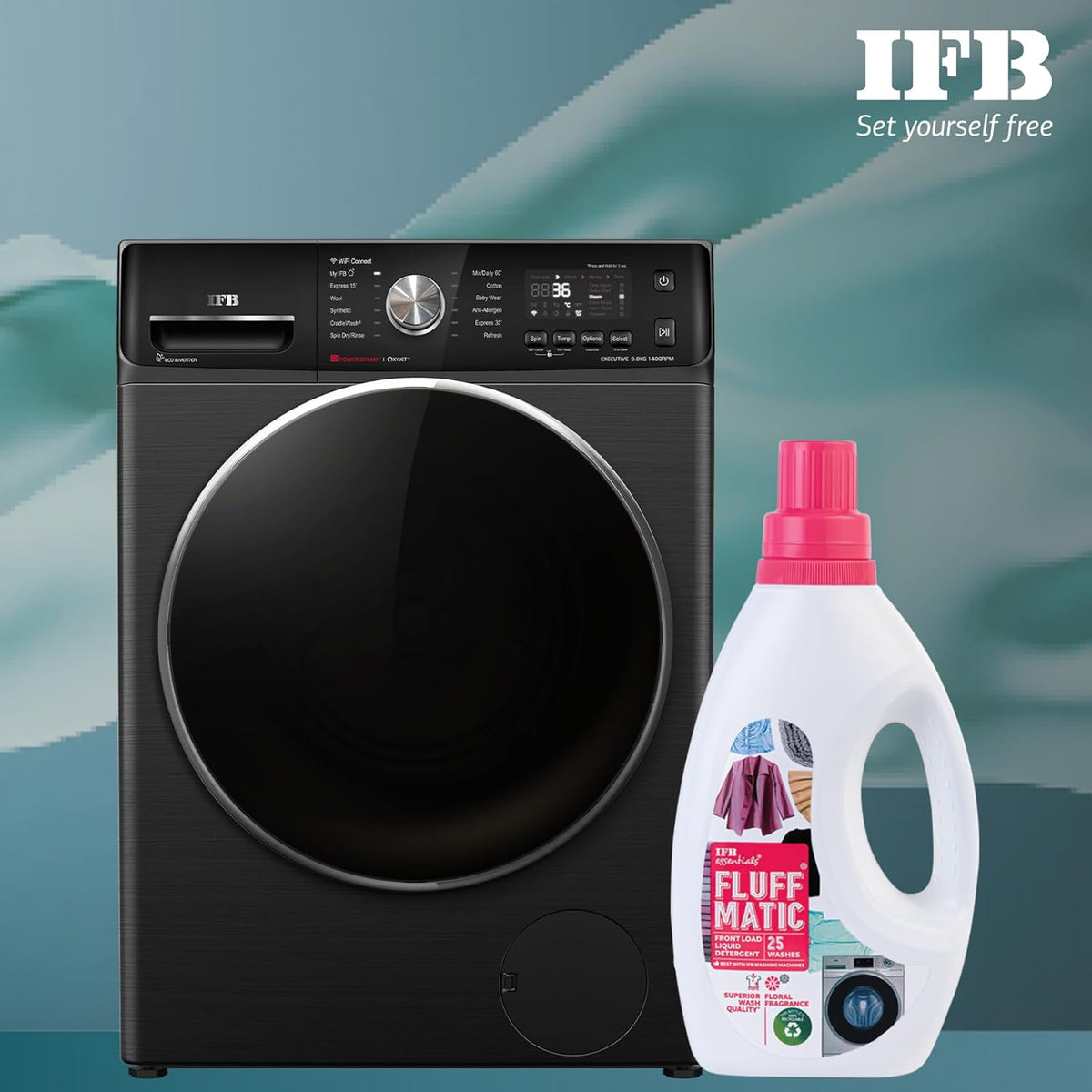 IFB Essentials Fluff Matic Front Load Liquid Detergent - 880ML | Removes Tough Stains | Concentrated Formula for Extra W