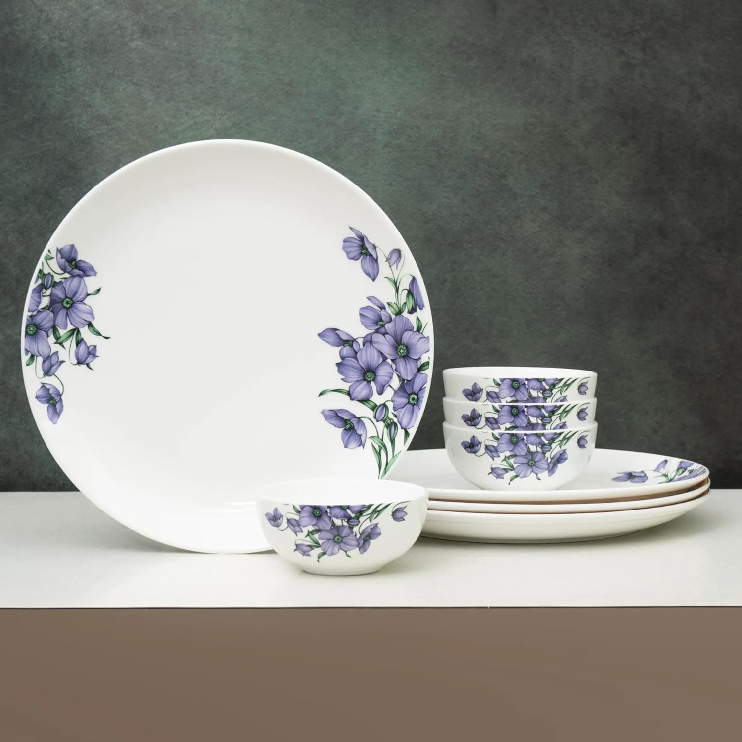 Clay Craft Fine Ceramic Eco Dinner Set, Enchanting Gold, for Family of 4, Dinner Set Ceramic, Crockery Set, Dining Set for Dinner, Crockery Set for Gift, Kitchen Set (ECO6, 8 Pieces)