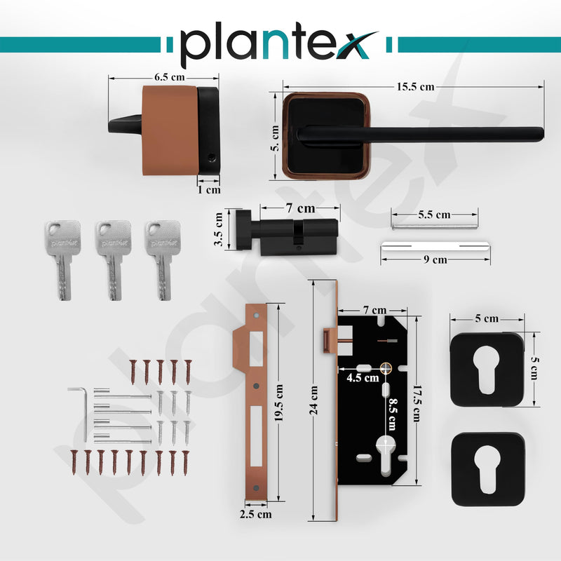 Plantex Door Lock for Home/Main Door Lock Set with 3 Computerized Key/Mortise Locks for Door with Brass Lockbody & Cylinder (SM036, Rose Gold & Black)-3