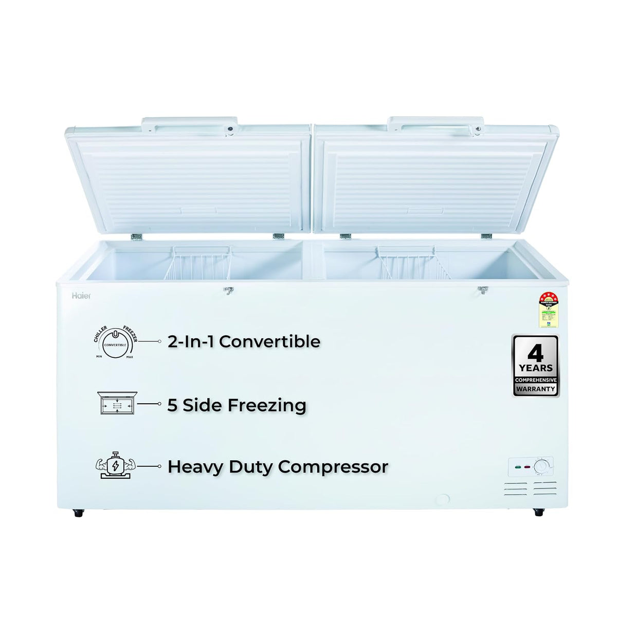 Haier HFC-588M5, 5-Star Rating, Double Door Convertible Deep Freezer, 5-Side Freezing, Dual Condenser, Inside Metal Liner & BEE Recognized Most (HFC-588DM5)-1