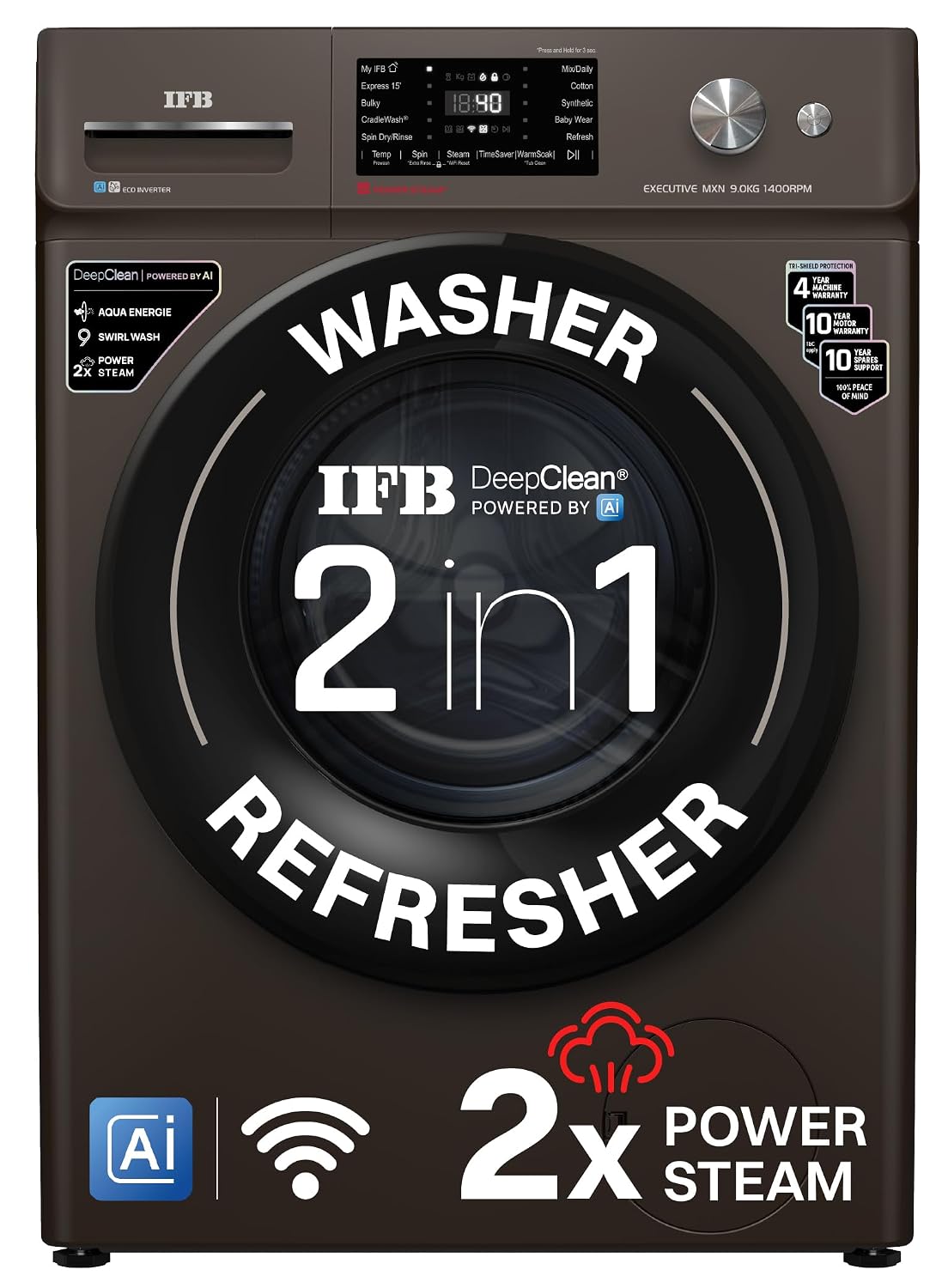 IFB 9Kg 5 Star,9 Swirl Wash, Steam Refresh, Eco Inverter Motor, WiFi Enabled, DeepClean®Ai Powered Fully Automatic Front