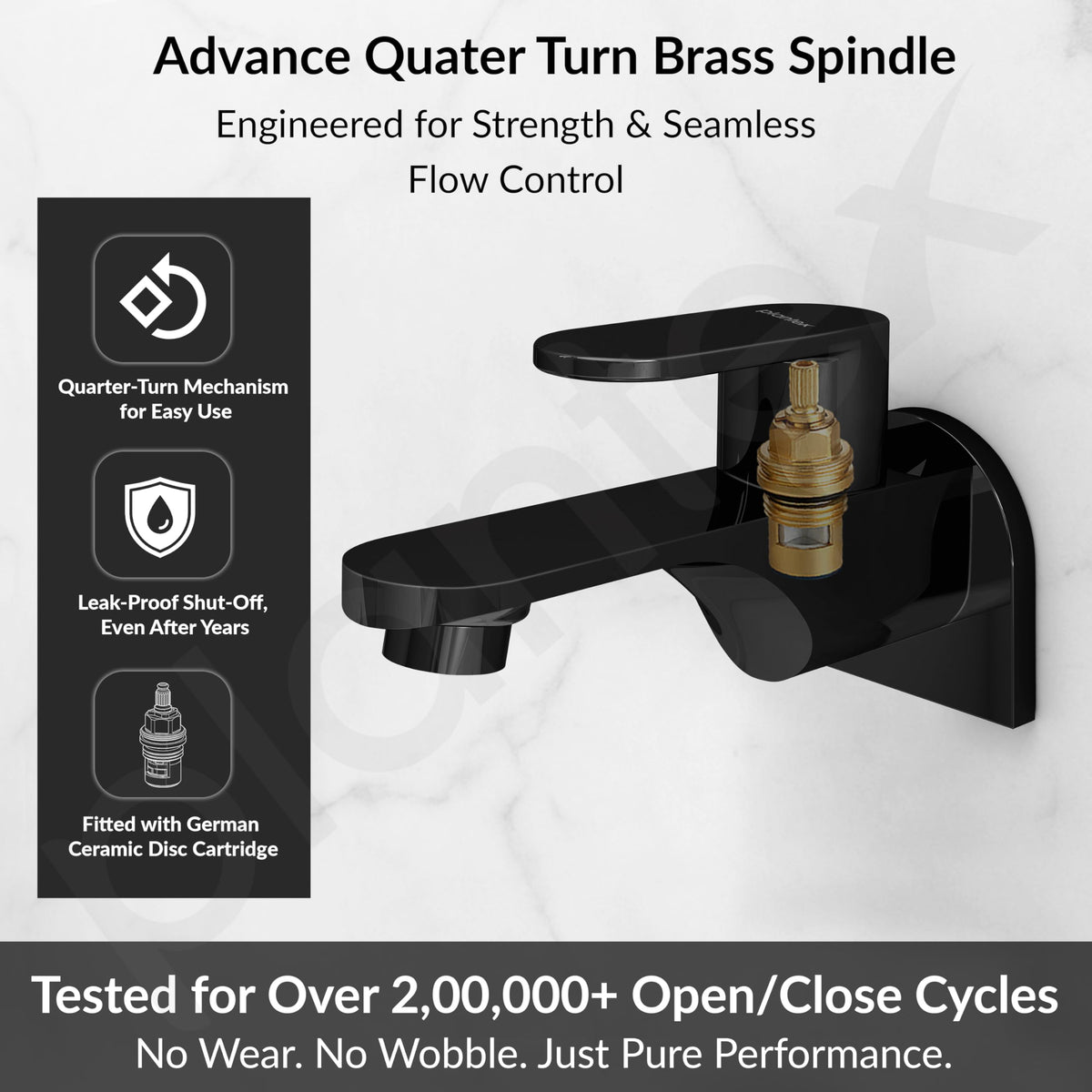 Plantex Pure Brass ORN-202 Long Body Bib Cock for Bathroom with Water Saving Aerator/Wall Mount BibTap with Wall Flange for Bathroom-7 Year Warranty (PVD Black)-3