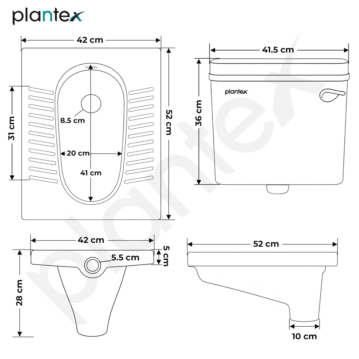 Plantex Indian Toilet with Flush Tank/Ceramic Squating Pan/Flushing Cistern for Bathroom/Indian Commode with 8 ltr. Capacity Flush Tank - Combo (White) (Model APS-2262)-3