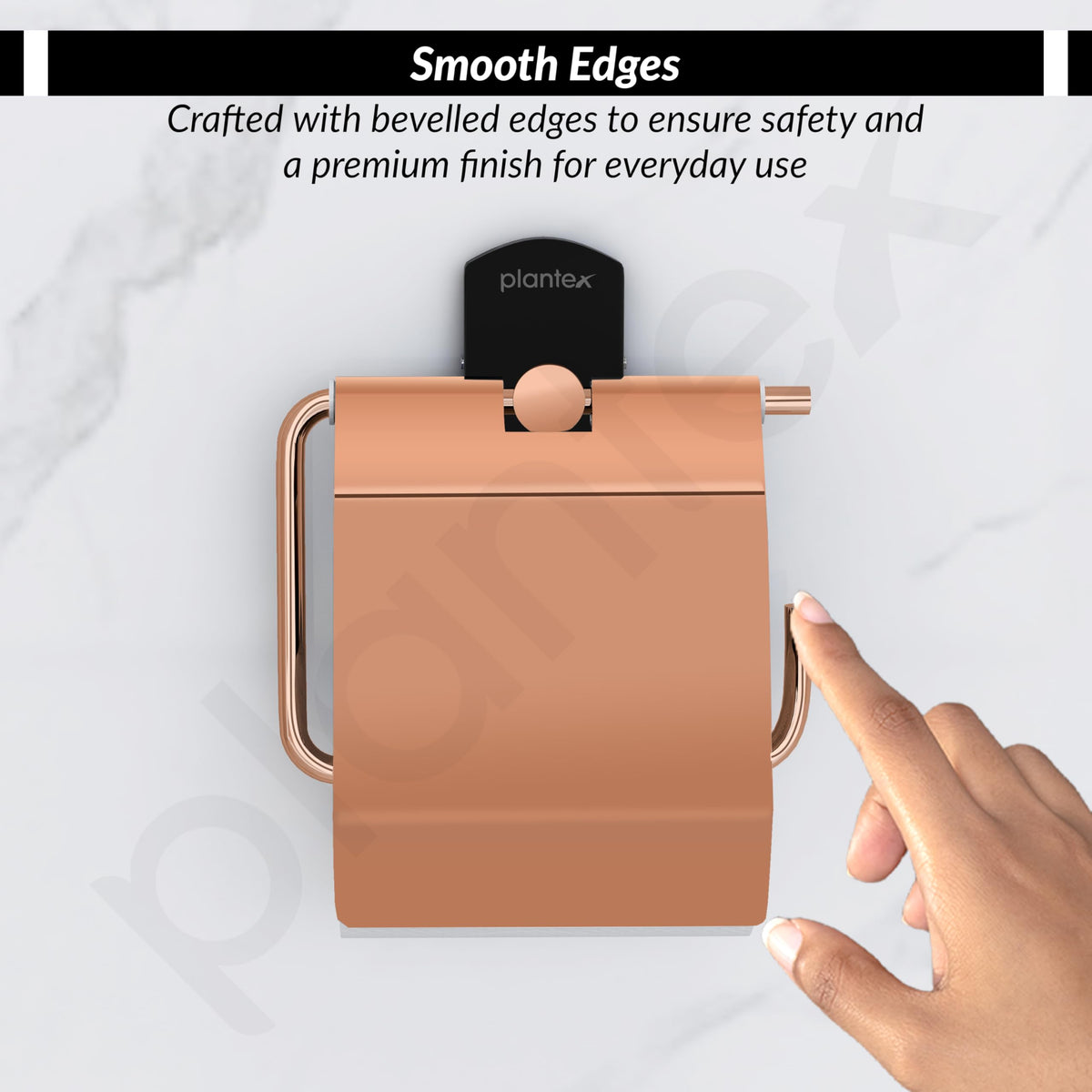 Plantex 304 Stainless Steel Toilet Paper Holder/Tissue Paper Roll Holder for Bathroom/Washroom/Bathroom Accessories -Parv (Rose Gold & Black)-5