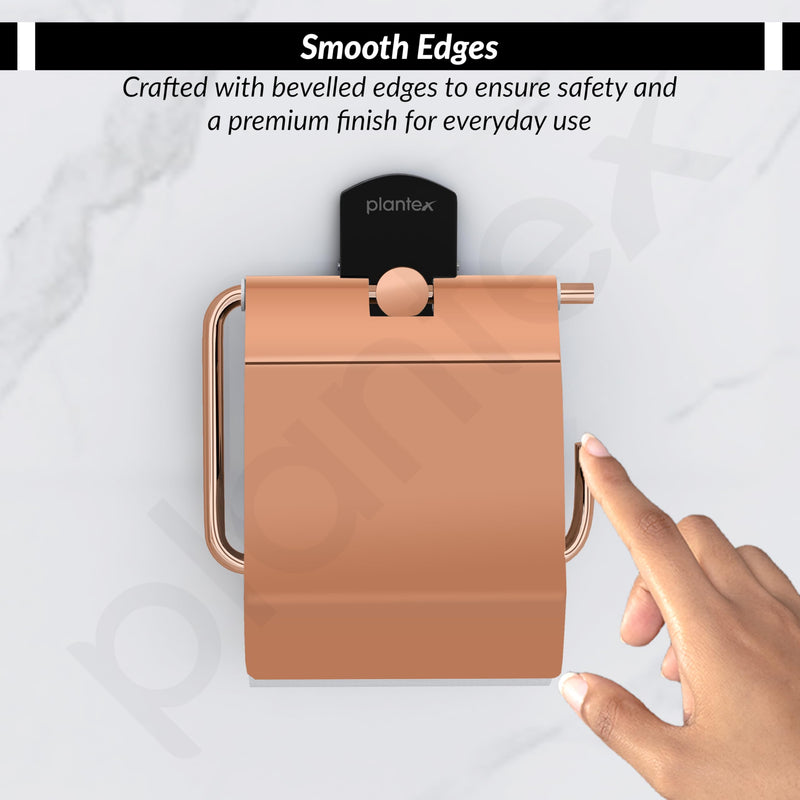 Plantex 304 Stainless Steel Toilet Paper Holder/Tissue Paper Roll Holder for Bathroom/Washroom/Bathroom Accessories -Parv (Rose Gold & Black)-5