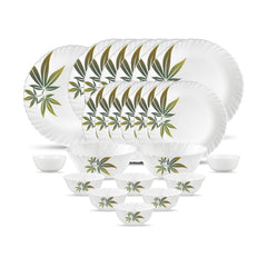 La Opala Novo Collection Opal Glass Crockery | for Family of 6 | Dinner Set 23 pcs Autumn Flower | Plates & Bowls for Dining | Microwave Safe | 100% Vegetarian | Extra Strong | Light & White