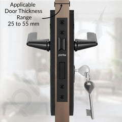 Plantex Heavy-Duty Door Lock Set - Main Door Lock Handle Set/ 6-Lever Lock Mechanism with 3 Years of Warranty/Mortise Lock with 3 Keys, Brass Lockbody (Z-Black)-3