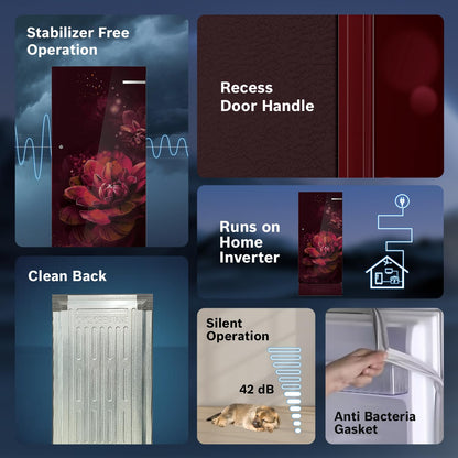 Bosch 187 L, 3 Star, Single Door Refrigerator with Industry's largest base drawer, vegetable box* & Beverage space (CST18W23PI, Wine Flower) 18 Hr Cooling Retention, 2.5x Cooling, Inverter compressor