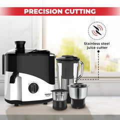 Maharaja Whiteline Odacio Pro Juicer Mixer Grinder With 3 Versatile Jars || 500 Watt || Food Grade Safe || 2 Year Warranty || Black and White