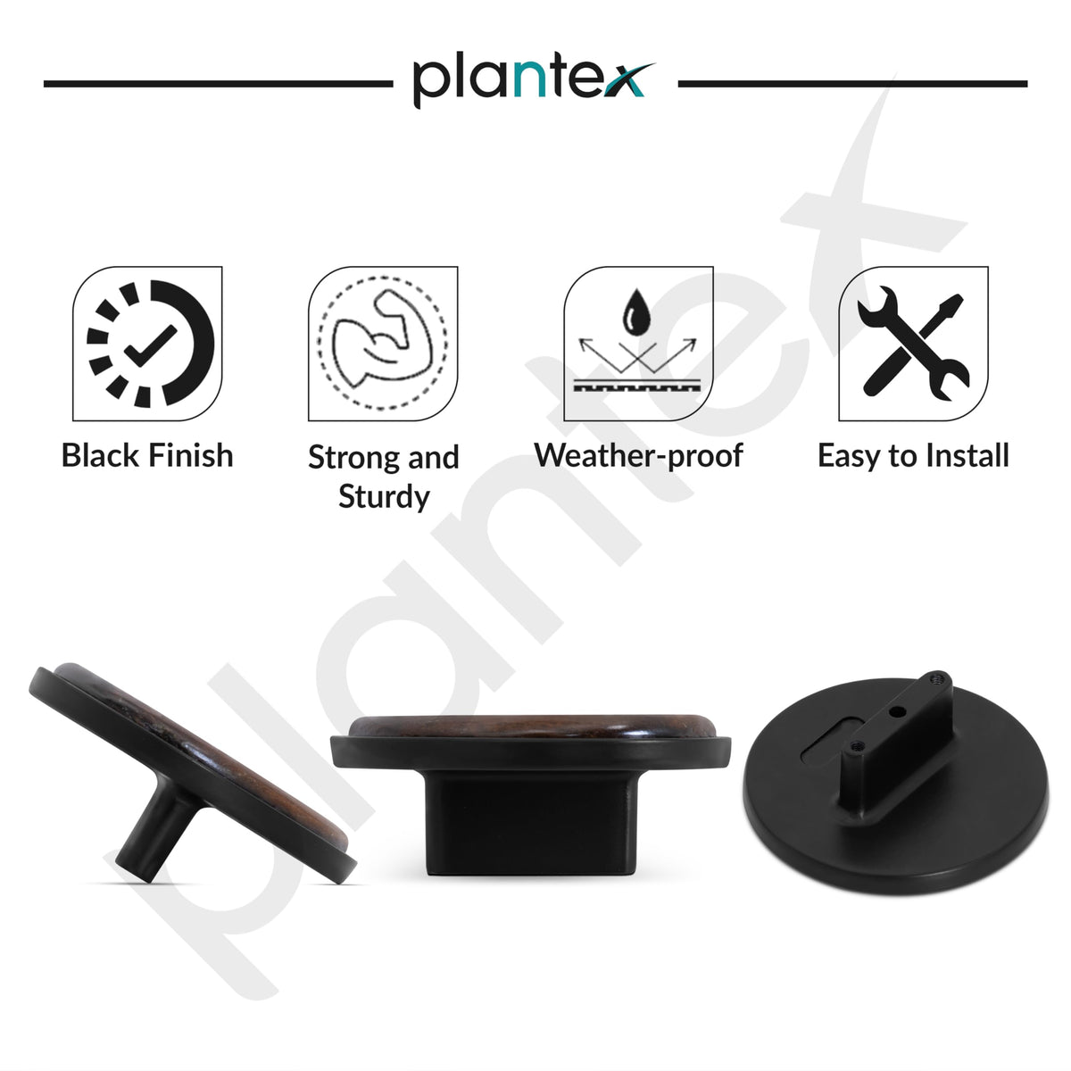 Plantex Knobs for Drawer | Round Drawer Knobs | Knobs for Cabinets | Pull-Push Knobs for Kitchen | Wardrobe Drawer Knobs- Pack of 3 (Big, Black & Wood)-4