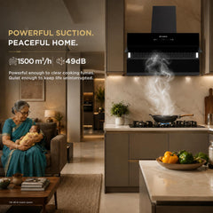 Faber Energy 90cm 1500m³/hr BLDC Autoclean Chimney|9 Speed Silent Hood|Energy Efficient|Filterless |Touch&Gesture Contro