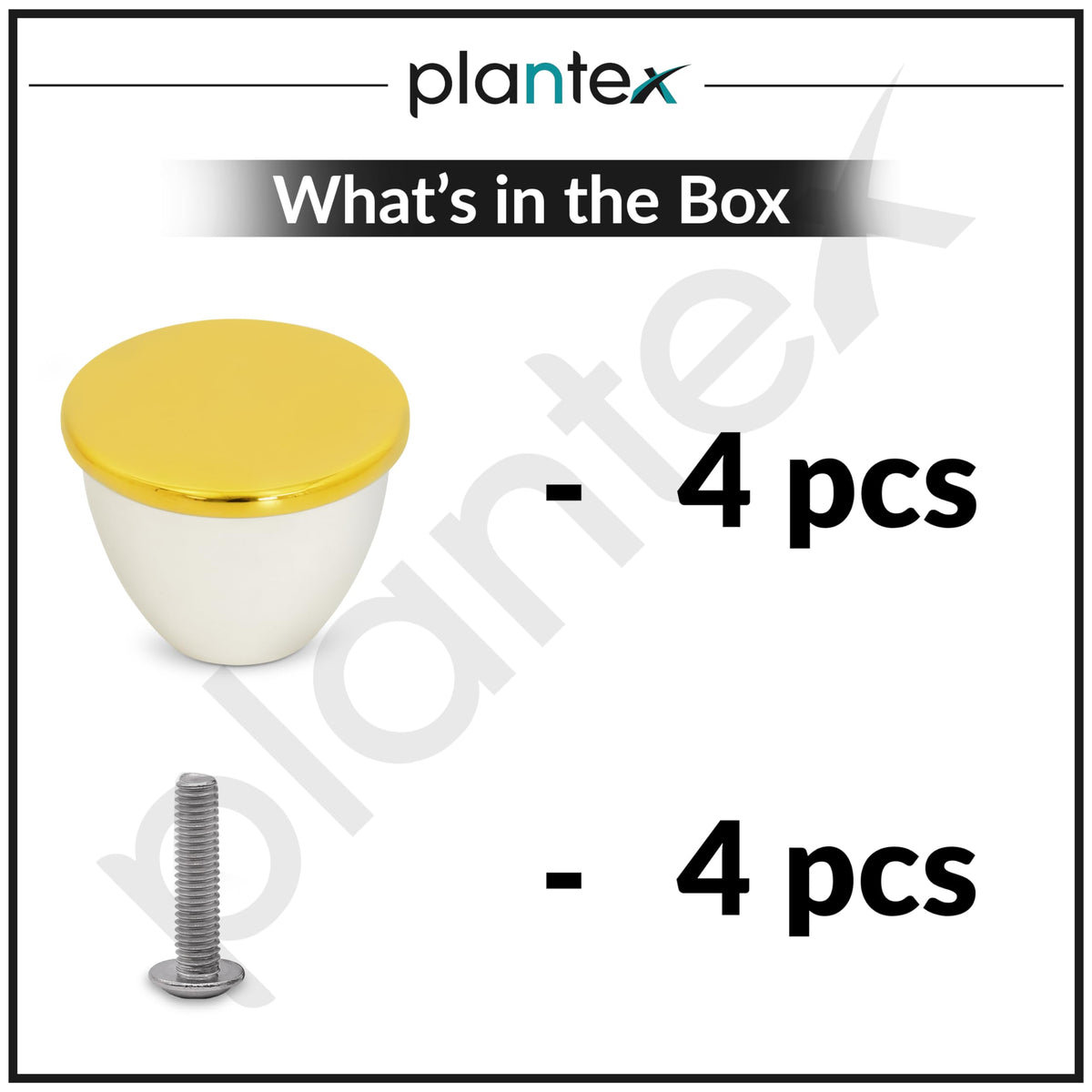 Plantex Knobs for Drawer/Drawer Knobs/Knobs for Cabinets/Pull-Push Knobs for Kitchen/Bedroom Drawer - Pack of 4 (Gold & White)-5