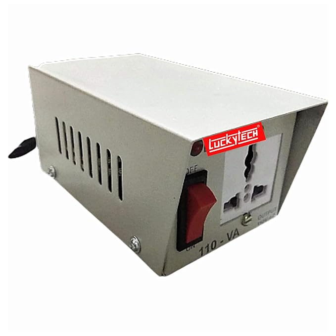 220V to 110V Stepdown Lucky Tech® Voltage Converter 100W USA to India Universal 3 Pin Input Plug (Wave Form) (100 Watt)