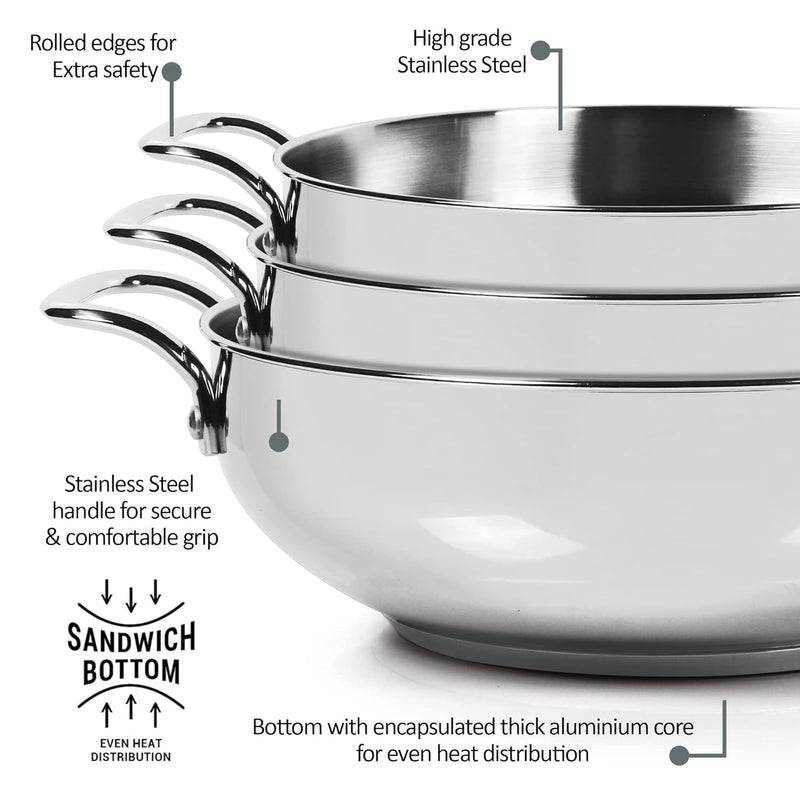 Stainless Steel Kadhai with Glass Lid (Milton Procook)