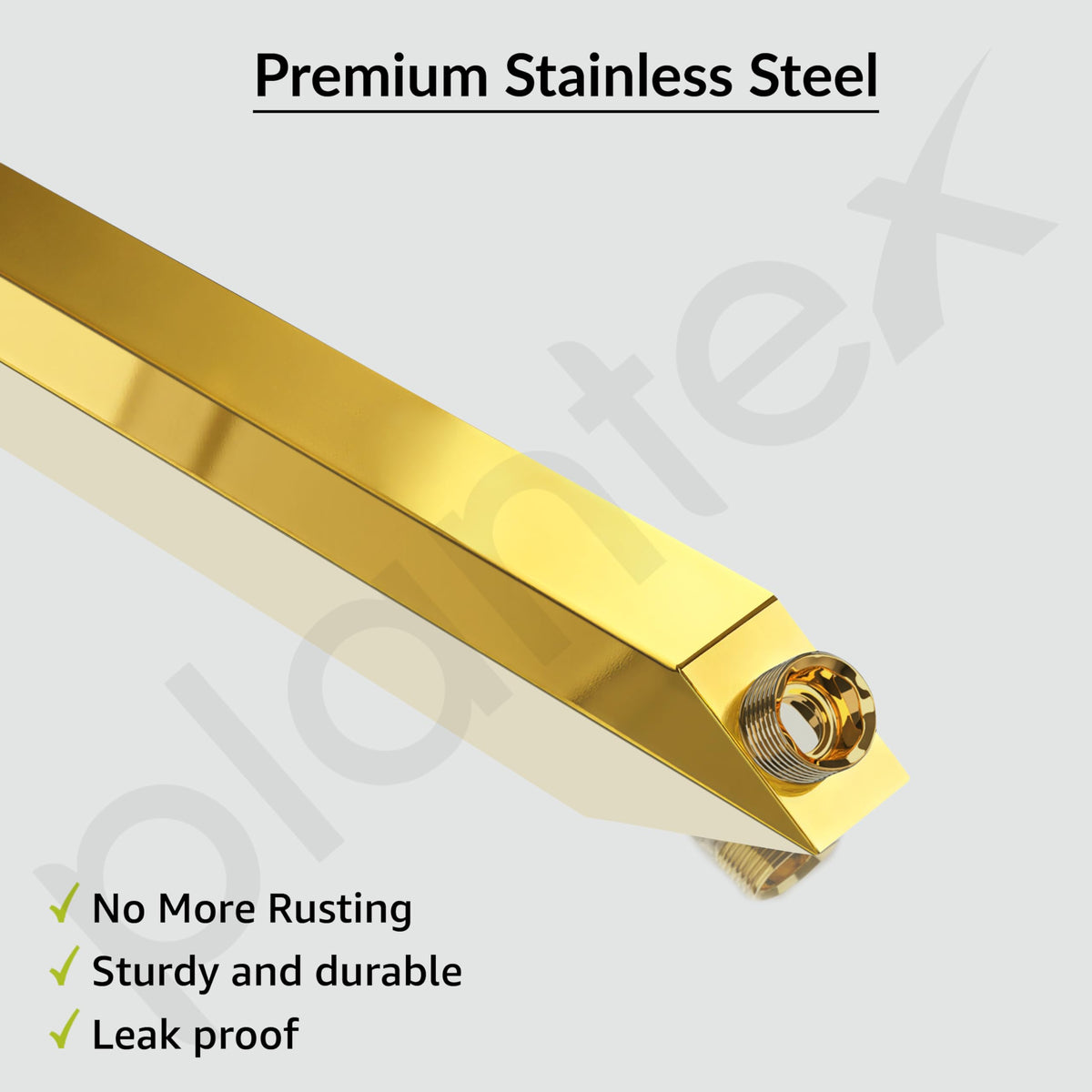 Plantex 18-Inch Shower Arm for Overhead Shower/Stainless Steel Shower Pipe/Wall Mount Bathroom Fitting with ‚1⁄2-Inch Thread - Pack of 1 (Gold)-2