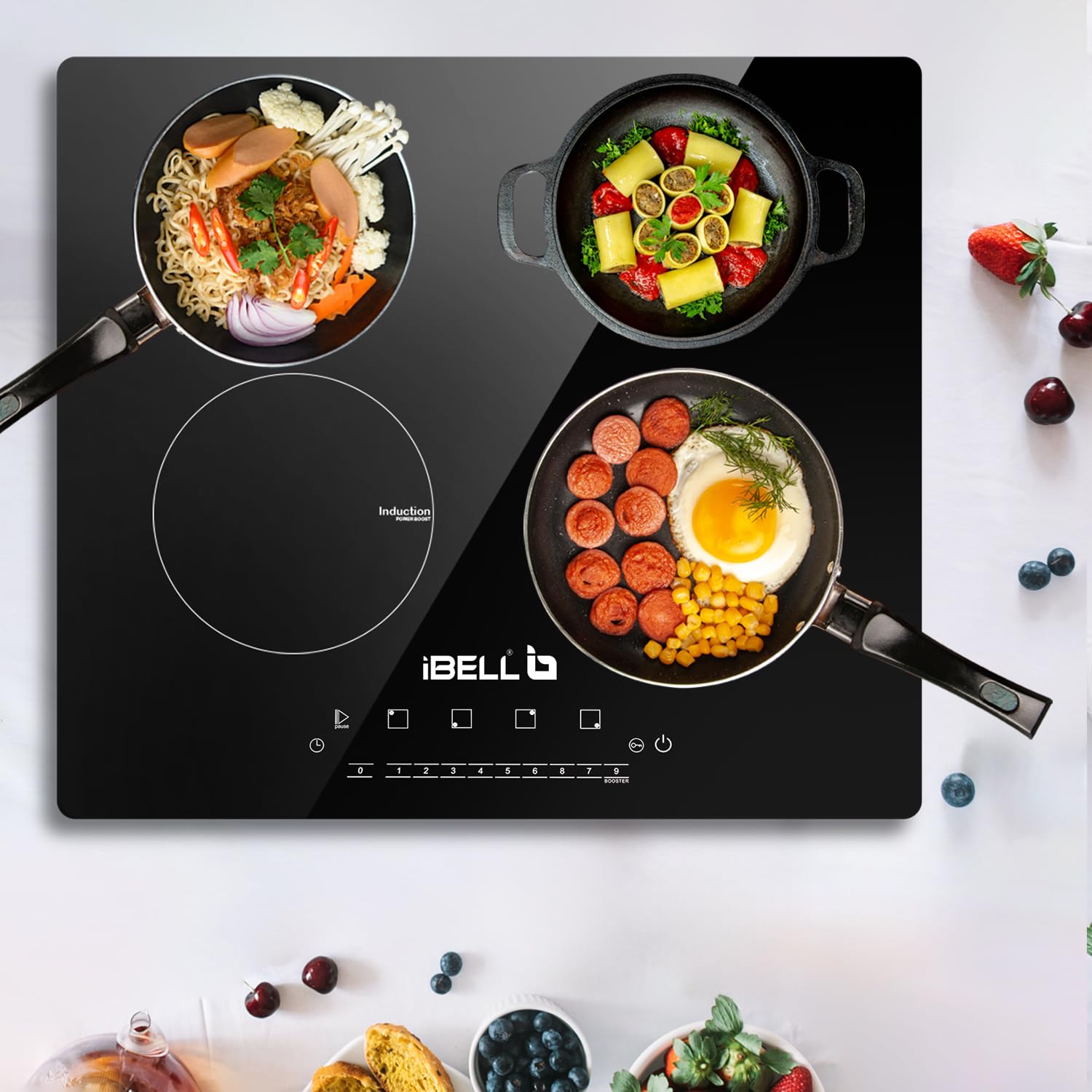 iBELL EMINENCE04 Induction Hob 7200W, 3-YEAR WARRANTY, Spacious cooktop with 9 Power Levels, Touch panel and Toughend Glass Top, [Black]