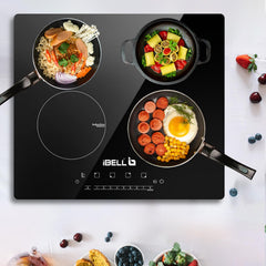 iBELL EMINENCE04 Induction Hob 7200W, 3-YEAR WARRANTY, Spacious cooktop with 9 Power Levels, Touch panel and Toughend Glass Top, [Black]