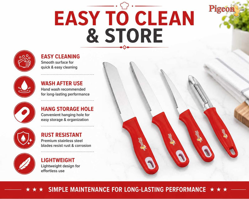 Pigeon-Ultra 4Pcs Kitchen Knives Set,High Carbon Stainless Steel,Non Slip PP Handle|Cooking|Cutting|Slicing |Utility Kni