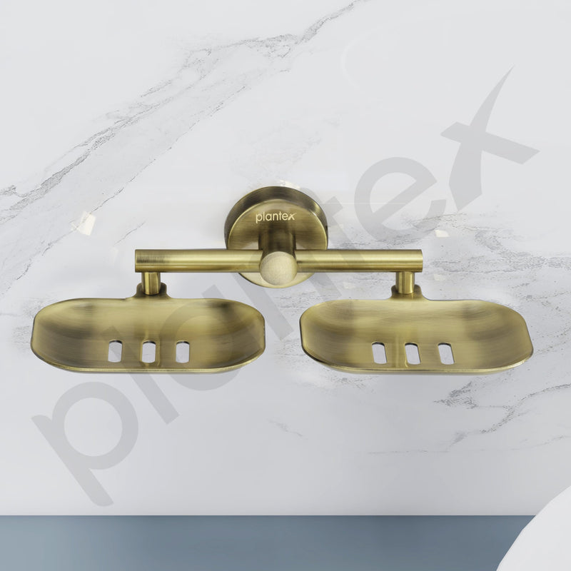 Plantex Galaxy 304 Grade Stainless Steel Rectangular Double Soap Holder for Bathroom/Soap Stand/Soap Holder/Soap Storage/Bathroom Accessories (Brass Antique)-6