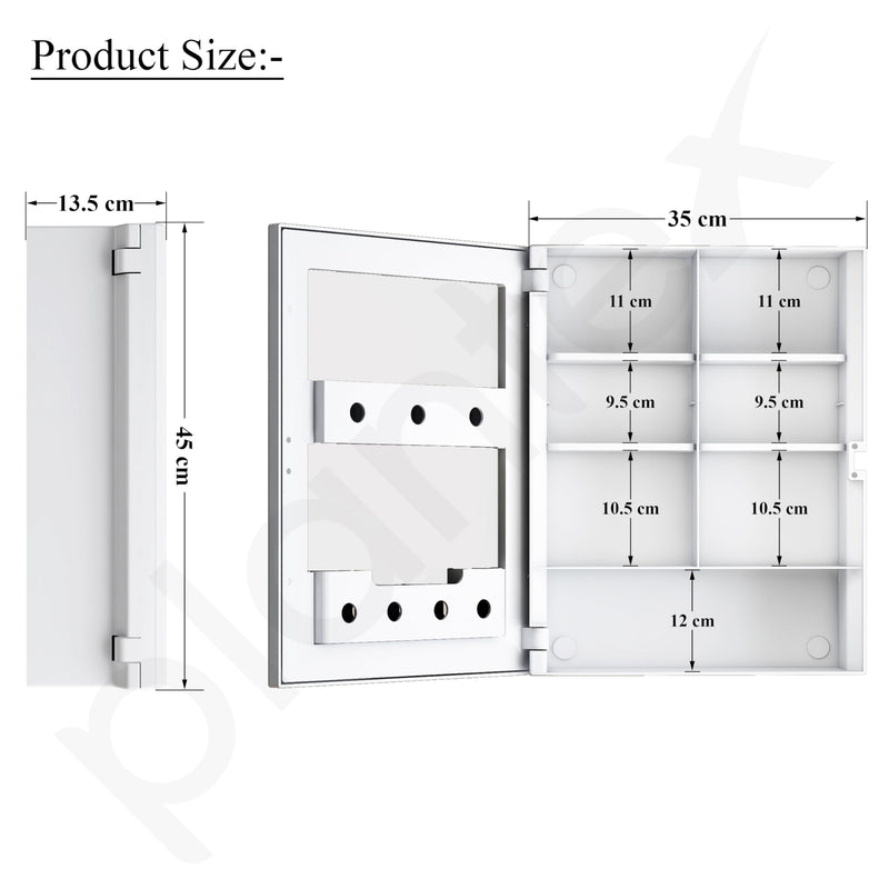 Plantex Bathroom Cabinet with Mirror/ABS Bathroom Storage Cabinet/Mirror Cabinet for Wall/Mirror with Storage for Bathroom(14x18 Inch, White)-4