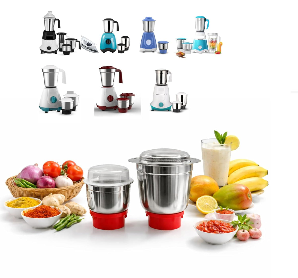 400ml & 1000ml Mixer Grinder Jar Set | Multipurpose Use | Compatible with Maharaja Whiteline (Selected Models Only) | Not Universal Check Before order