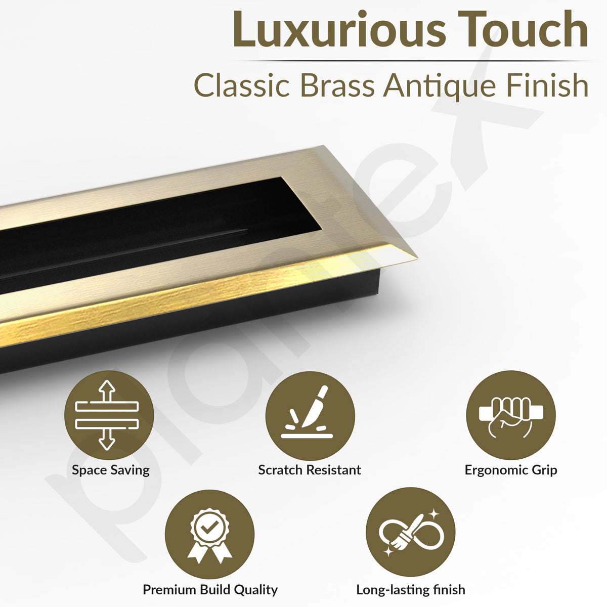 Plantex Sliding Door Handle/Concealed Handle for Sliding Door/224mm Concealed Handle for Wardrobe/Kitchen Cabinet - Pack of 4 (Brass Antique) (Model APS-DTC-3900)-3