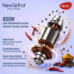 Pigeon Nex Grind 3 jar Blue color Mixer Grinder | 800W Powerful BLDC motor
