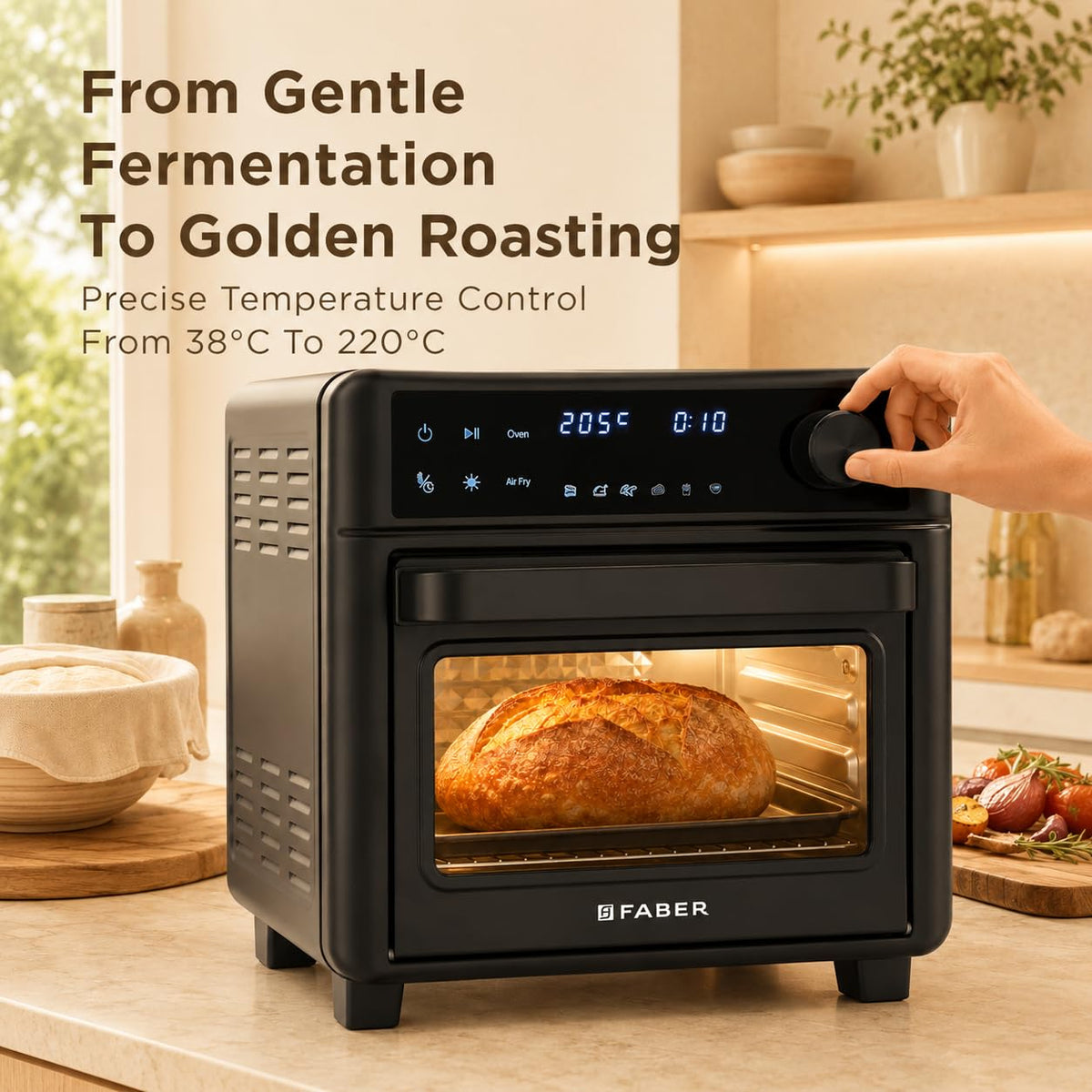 Faber Air Fryer Oven 14L 1400W|View Window| Digital control|Convection Function|Bake Tray, Tray Handle & Crumb Tray|Dish