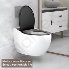 Plantex Imported Commode/Ceramic Wall Hung Commode/Rimless Washdown Western Toilet with Soft Closing Toilet Seat - P Trap Outlet (White and Black)-2