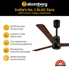 atomberg Renesa Elite Smart 1200mm Voice Enabled BLDC Ceiling Fan with Remote Control | BEE 5 star | High Air Delivery with Moonbeam LED Light | Designer Fan | 5 Year Warranty | Dark Walnut