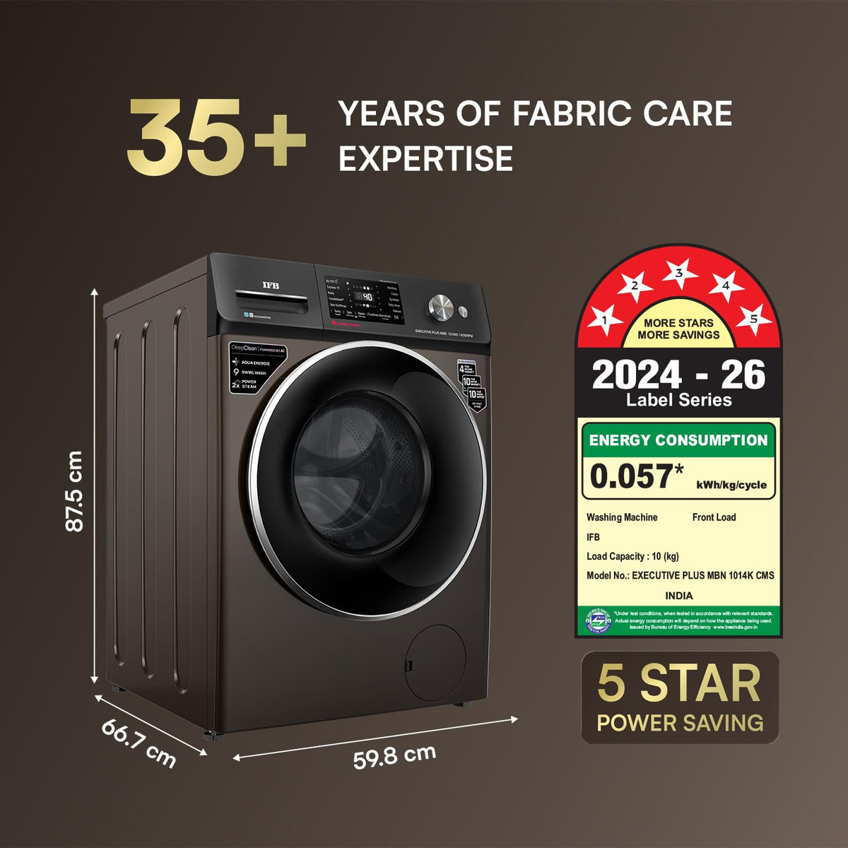 IFB 10 Kg 5 Star, 9 Swirl Wash, Steam Refresh, Eco Inverter Motor, WiFi, DeepClean®Ai Powered Fully Automatic Front Load