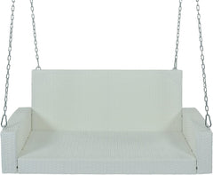 Magda Double Seater Hanging Swing Without Stand For Balcony , Garden Swing (White + Grey)