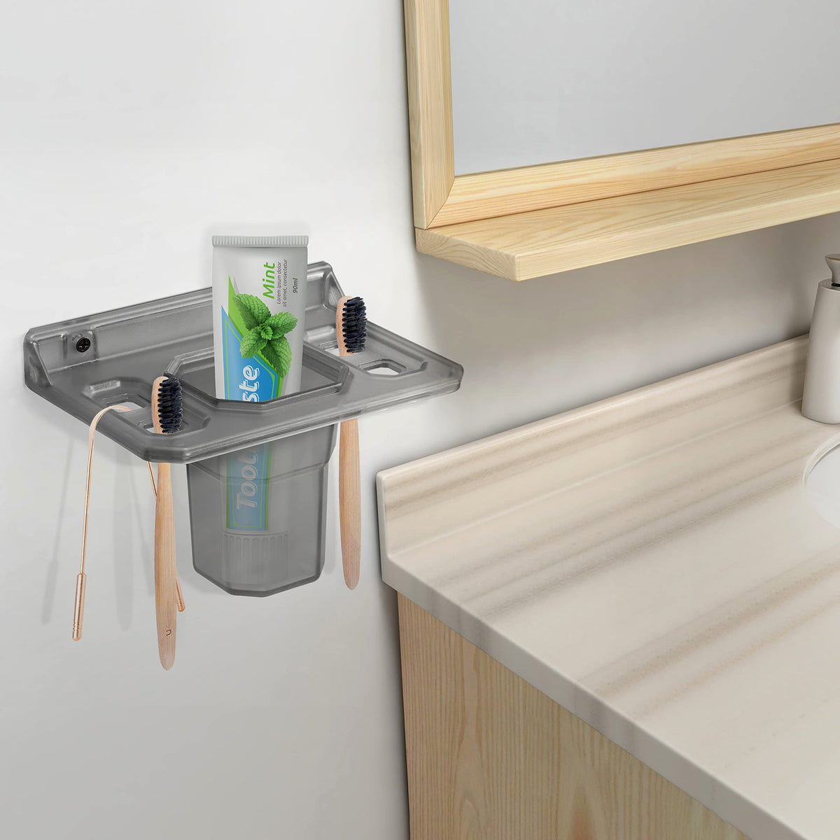 Plantex Unbreakable ABS Plastic Tumbler Holder/Tooth Brush Holder/Bathroom Accessories (Transparent)-3