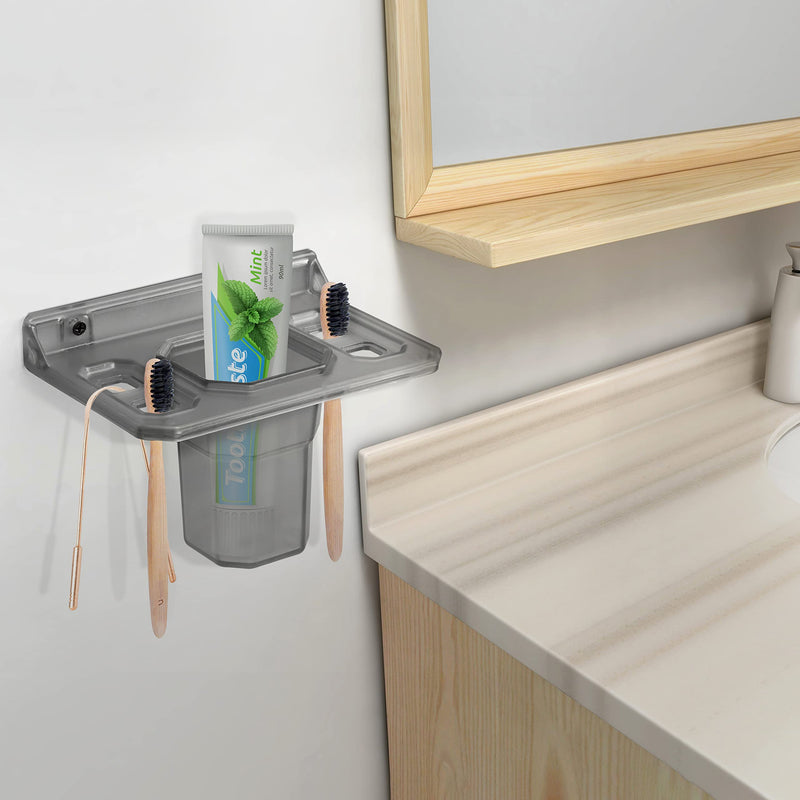 Plantex Unbreakable ABS Plastic Tumbler Holder/Tooth Brush Holder/Bathroom Accessories (Transparent)-3