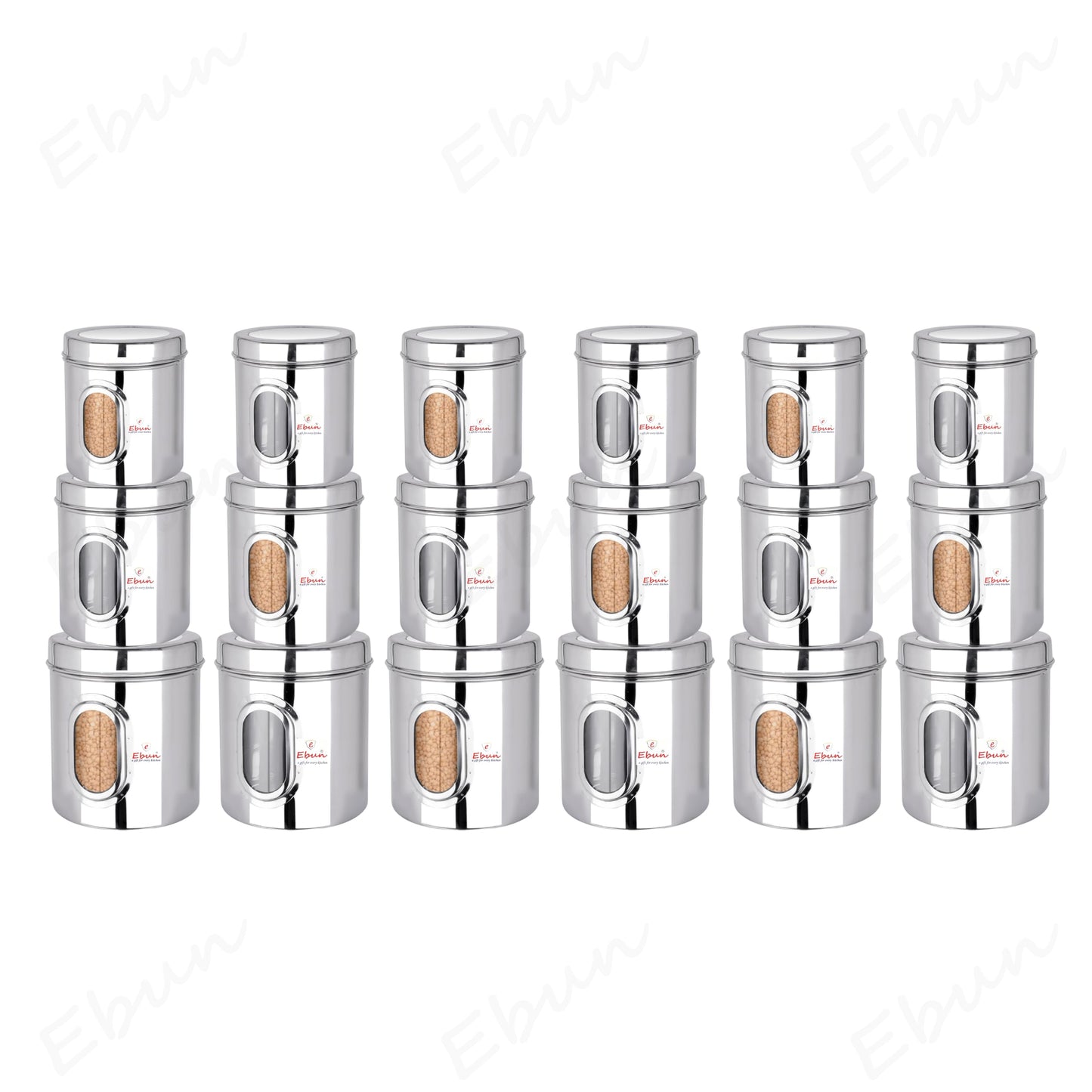 Ebun Stainless Steel See Through Small Containers | Small Containers with Capacity 200 Grams | Pack of 6 Pcs Combo, Silver