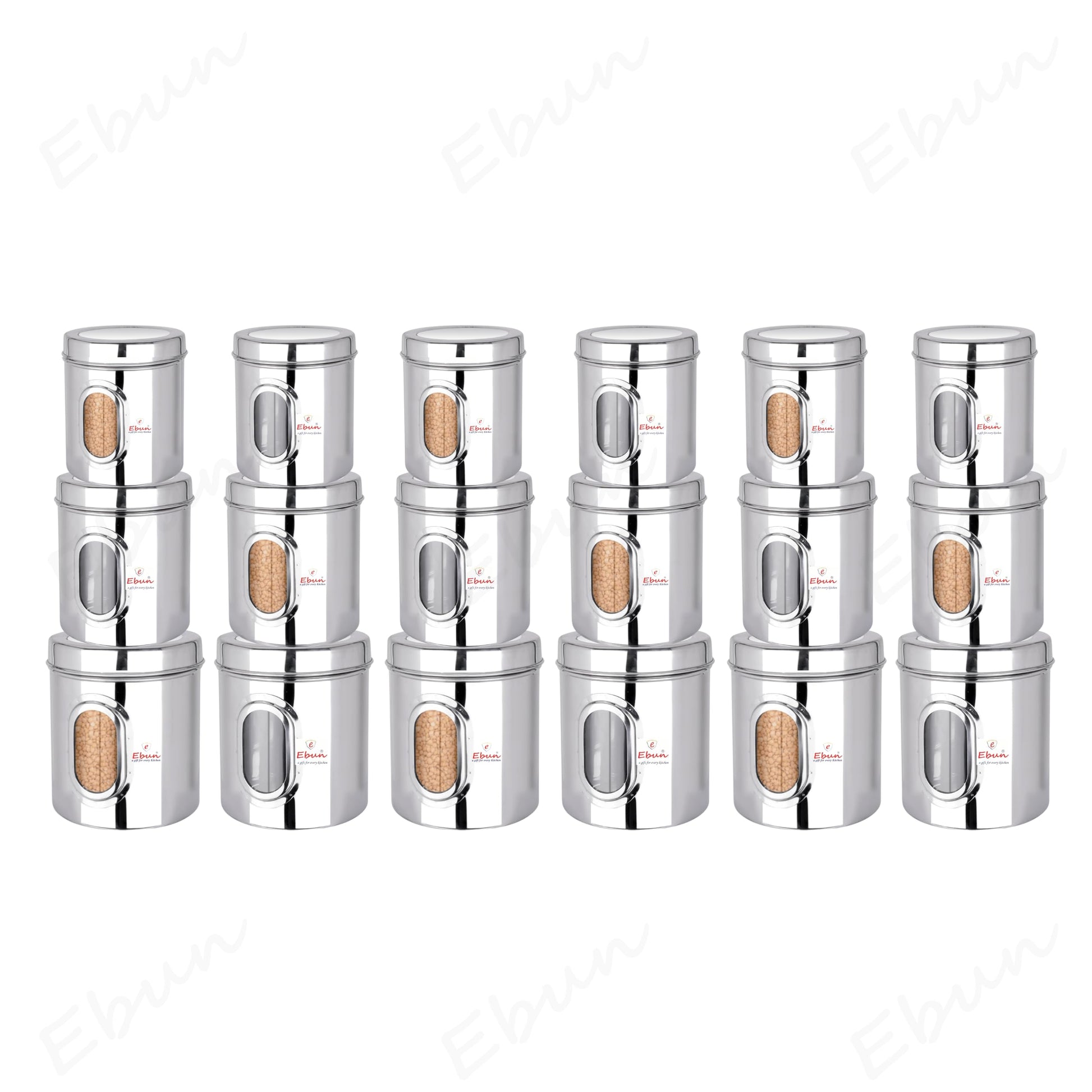 Ebun Stainless Steel See Through Small Containers | Small Containers with Capacity 200 Grams | Pack of 6 Pcs Combo, Silver