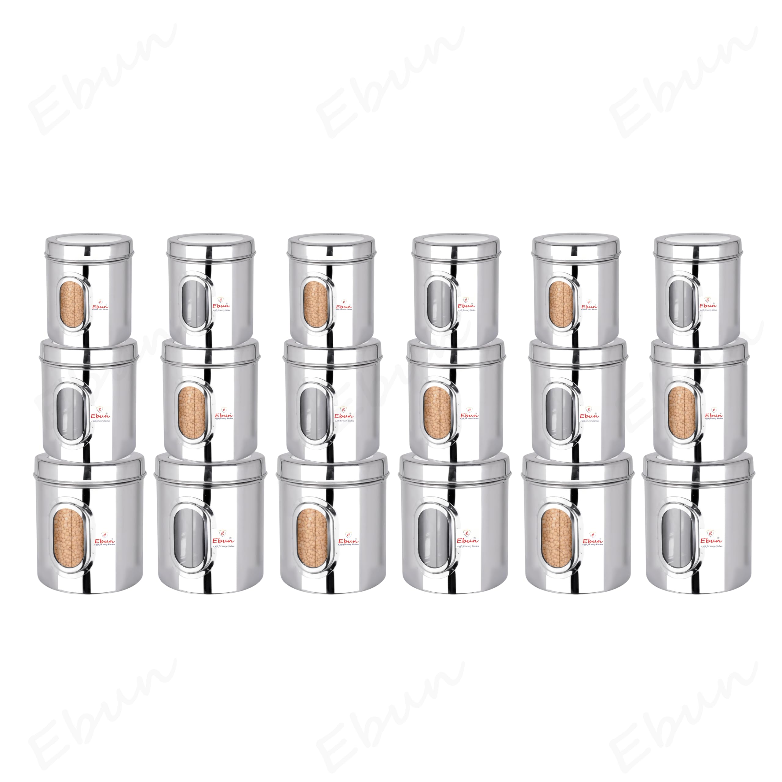 Ebun Stainless Steel See Through Small Containers | Small Containers with Capacity 200 Grams | Pack of 6 Pcs Combo, Silver