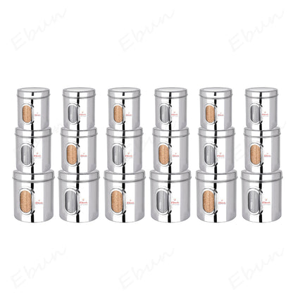Ebun Stainless Steel See Through Small Containers | Small Containers with Capacity 200 Grams | Pack of 6 Pcs Combo, Silver