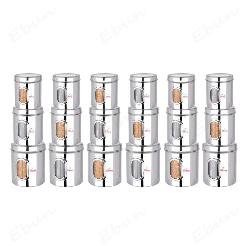 Ebun Stainless Steel See Through Small Containers | Small Containers with Capacity 200 Grams | Pack of 6 Pcs Combo, Silver